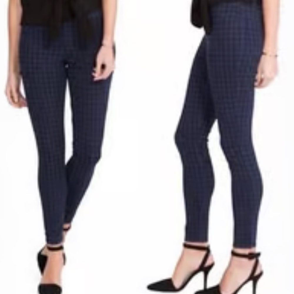 Spanx jeanish leggings size medium plaid blue and black